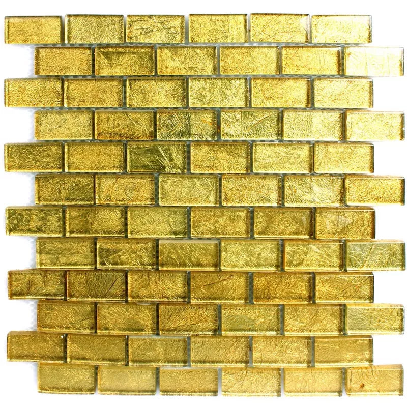 Golden Brick Gold Glass Mosaic Wall Tile – Premium Tiles