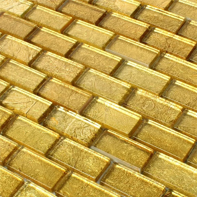 Golden Brick Gold Glass Mosaic Wall Tile – Premium Tiles