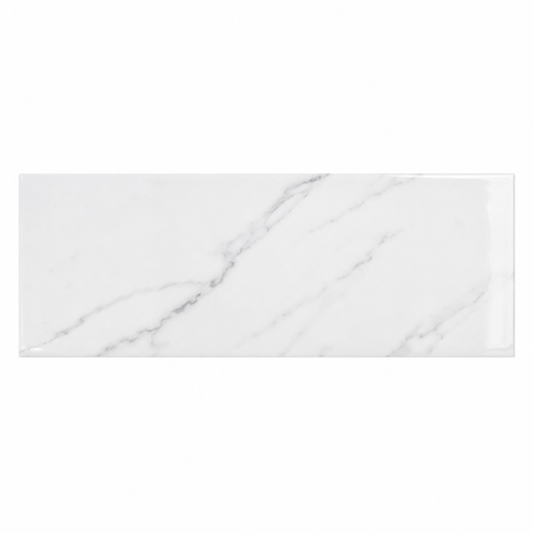 Venice Gloss White Marble Effect Metro Flat Subway 100x300mm Wall Tile Product Image 2