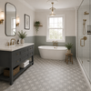 Wicker Dove Grey Pattern 450x450mm Porcelain Wall and Floor Tile in Bathroom