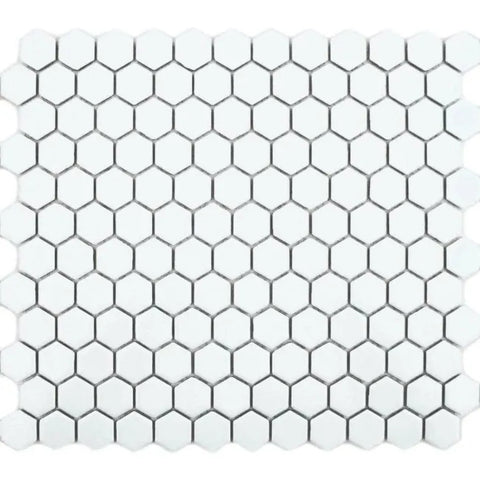 Eterna Hexagon Piccolo White Matt Mosaic Wall and Floor Porcelain Tile