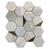 Arrora Gold Marble Hexagon Mosaic Tiles Product Photo