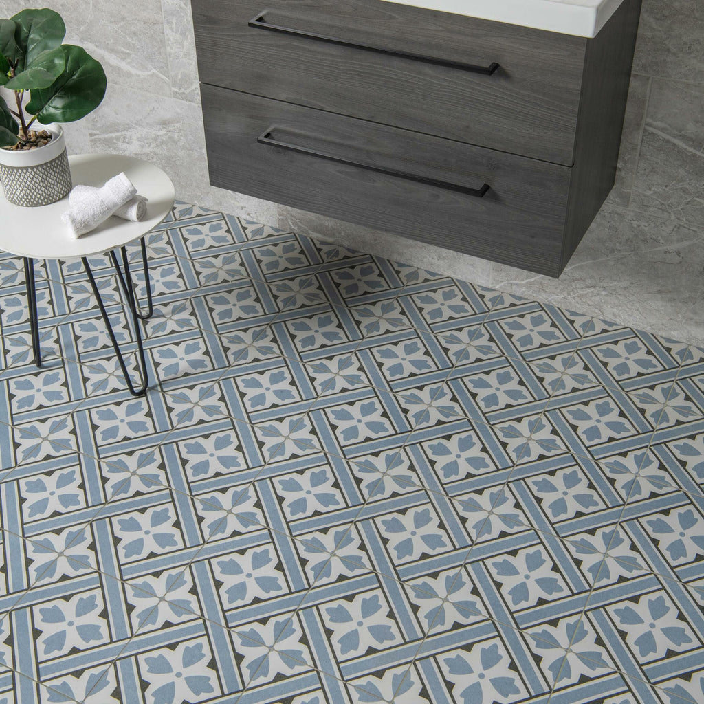 Jones Tile Mr Jones Blue Pattern Wall and Floor 45x45cm Tile – Premium Tiles