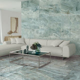 Alixir Ocean Green 120x60cm Marble Effect Tiles in Living Room